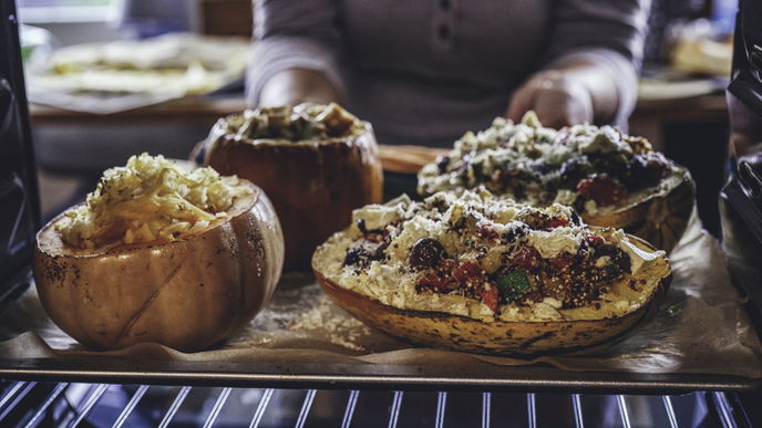 Rezept für Spaghettikürbis mit Hackfleisch