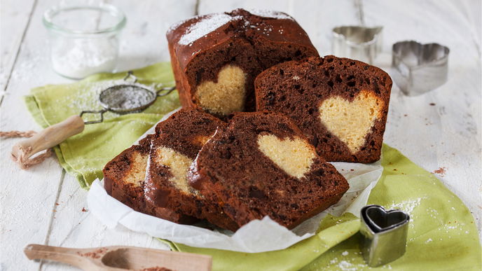 Rezept für Schokoladenkuchen mit Herz