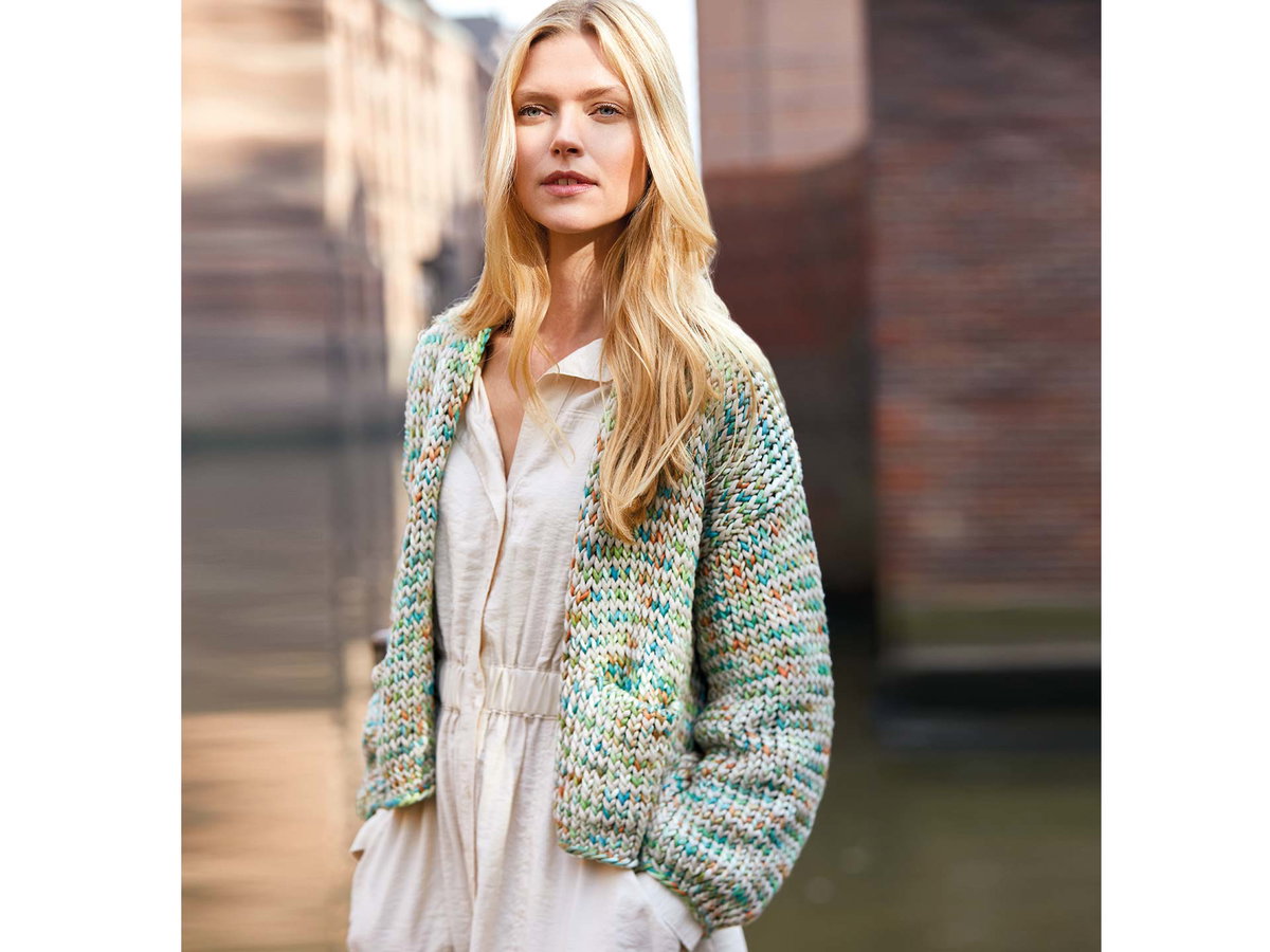 Kurzer Cardigan in Frühlingsfarben Strickanleitung