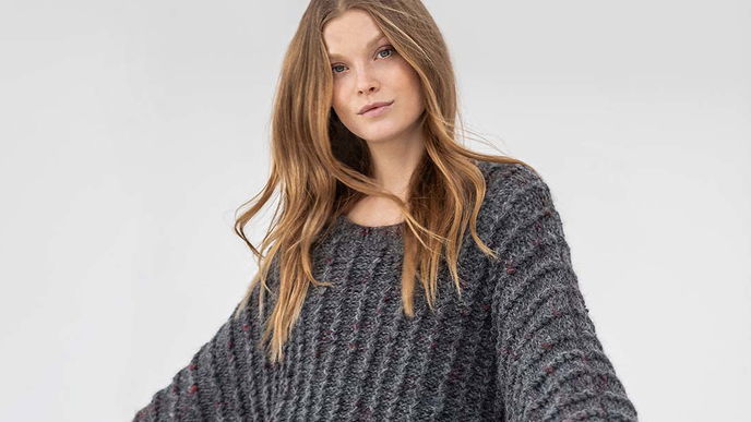 Strickanleitung: XXL-Kimonopullover aus melierter Wolle