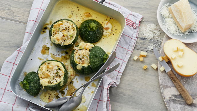 Runde Zucchini gefüllt mit Reis: Leckeres Rezept zum Abnehmen