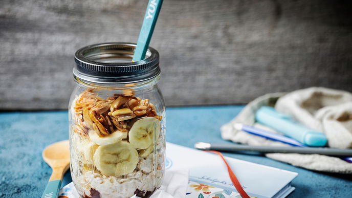 Rezept für Schoko-Oatmeal mit Banane und Mandeln 