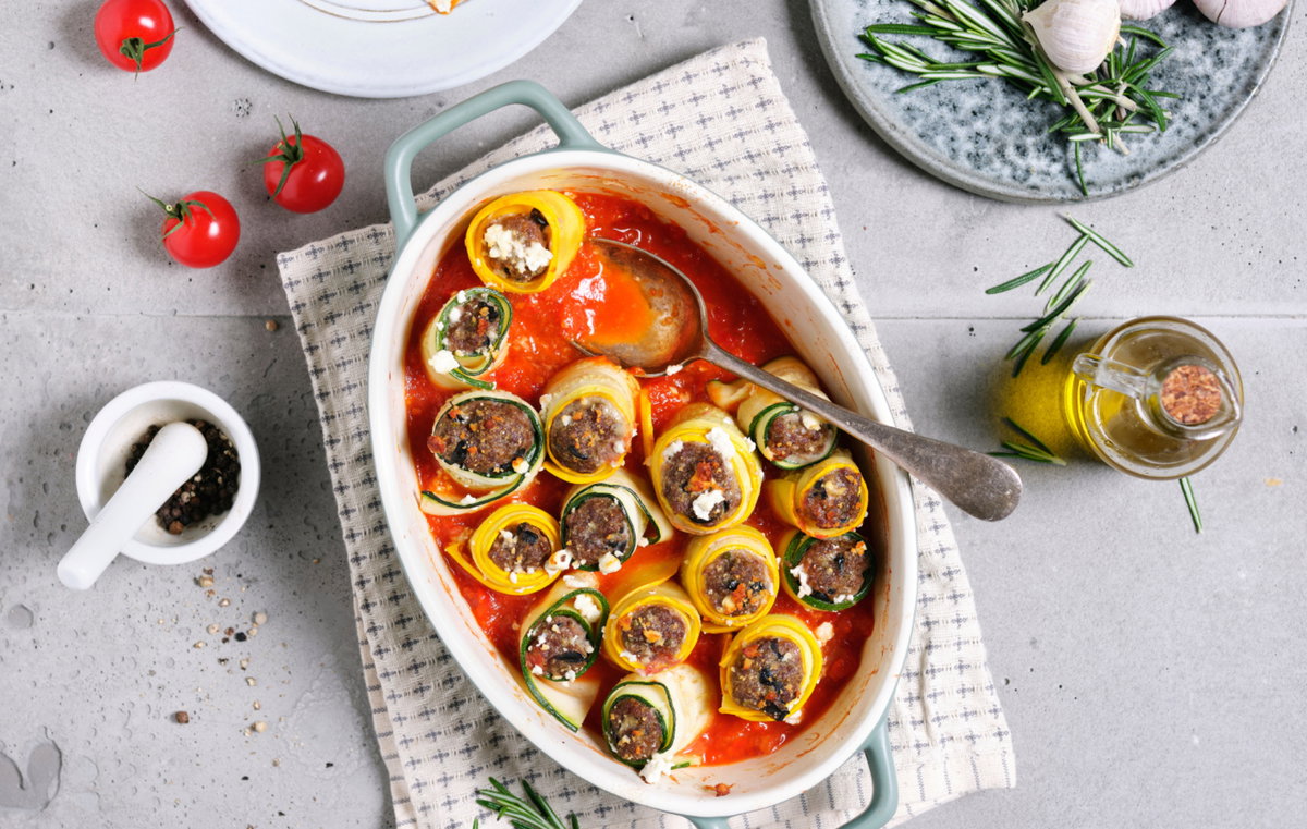 Zucchiniröllchen mit Hackfleisch