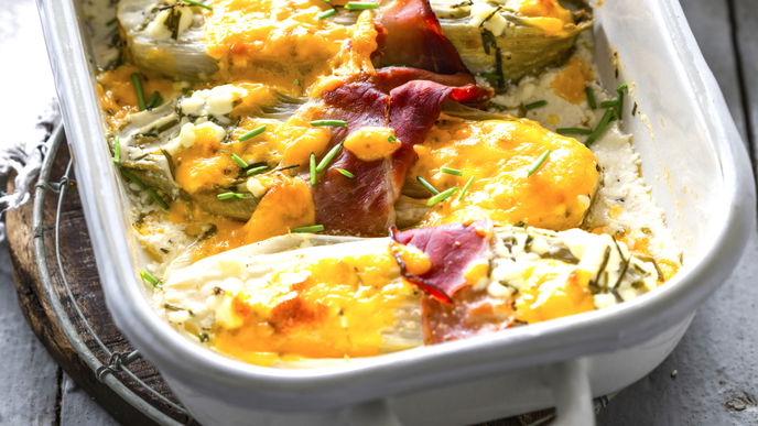 Abnehm-Rezept: Überbackener Chicorée mit Schinken