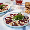 Rote Bete Carpaccio mit Feta und Birne - leichter Genuss für warme Tage