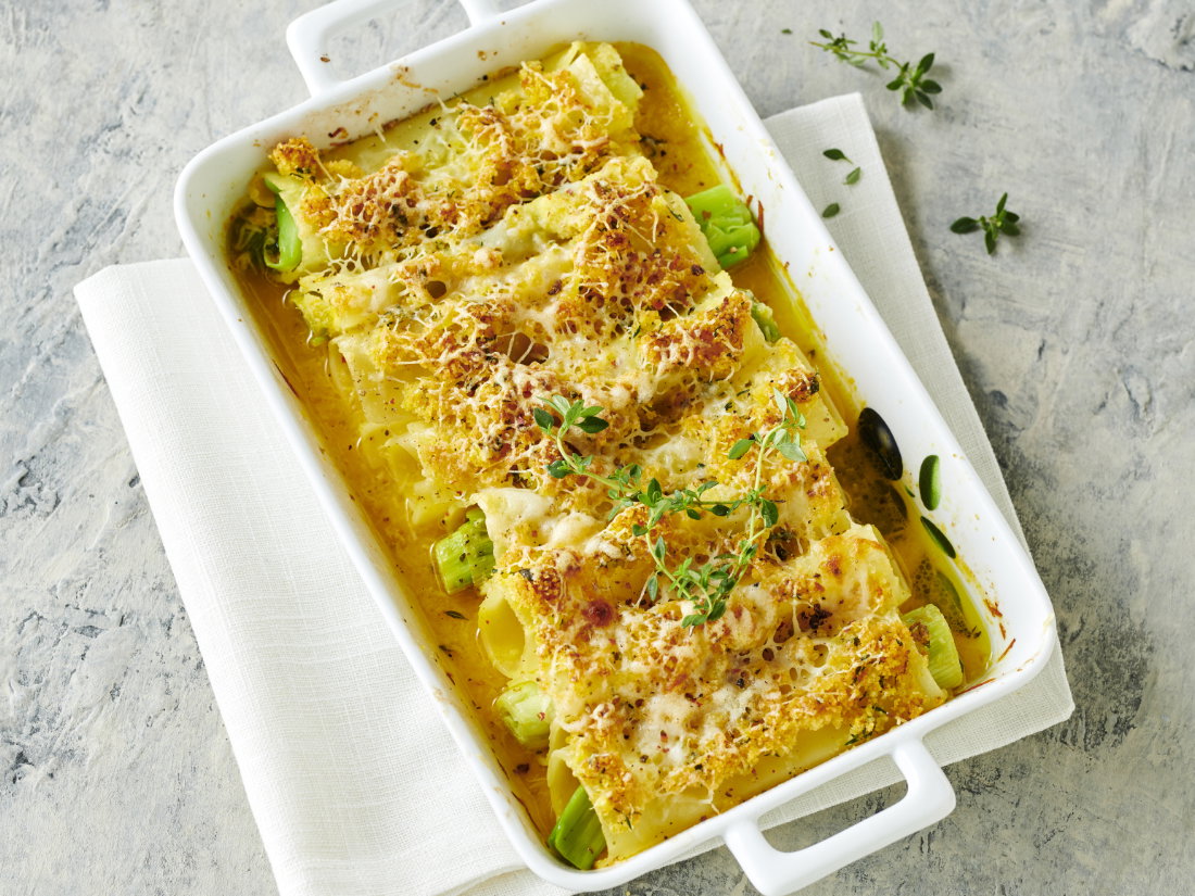Überbackene Poree-Cannelloni