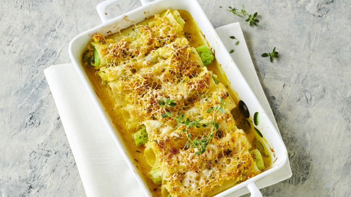 Gratinierte Porree-Cannelloni: Ein vegetarisches Rezept in 30 Minuten, das allen schmeckt