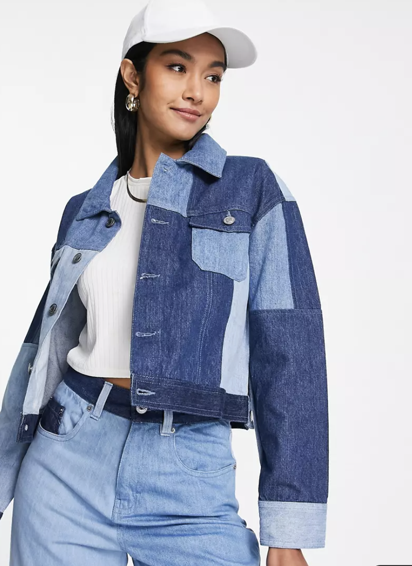 Jeansjacke mit Patchwork