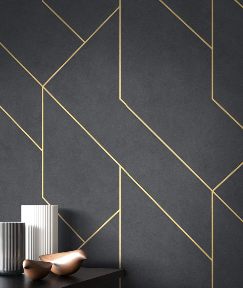 Tapete in Schwarz und Gold