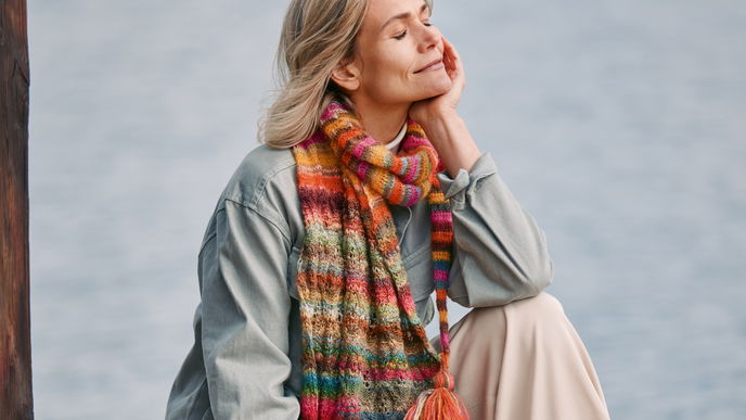 Strickanleitung für bunten Herbstschal