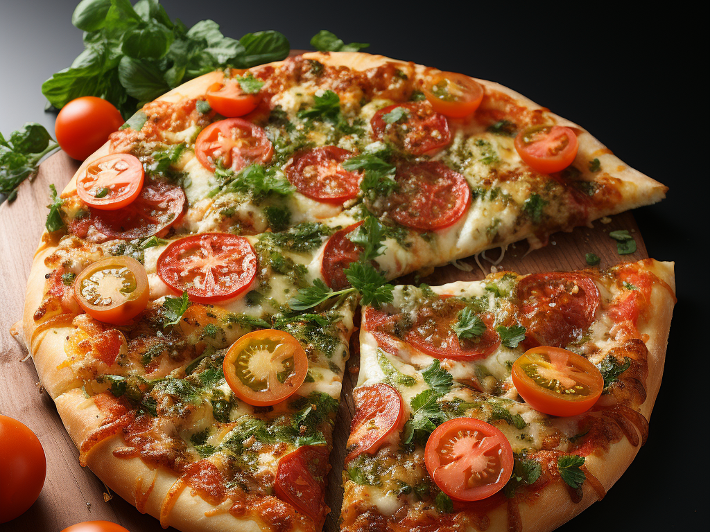 Tomatenpizza mit Minzpesto