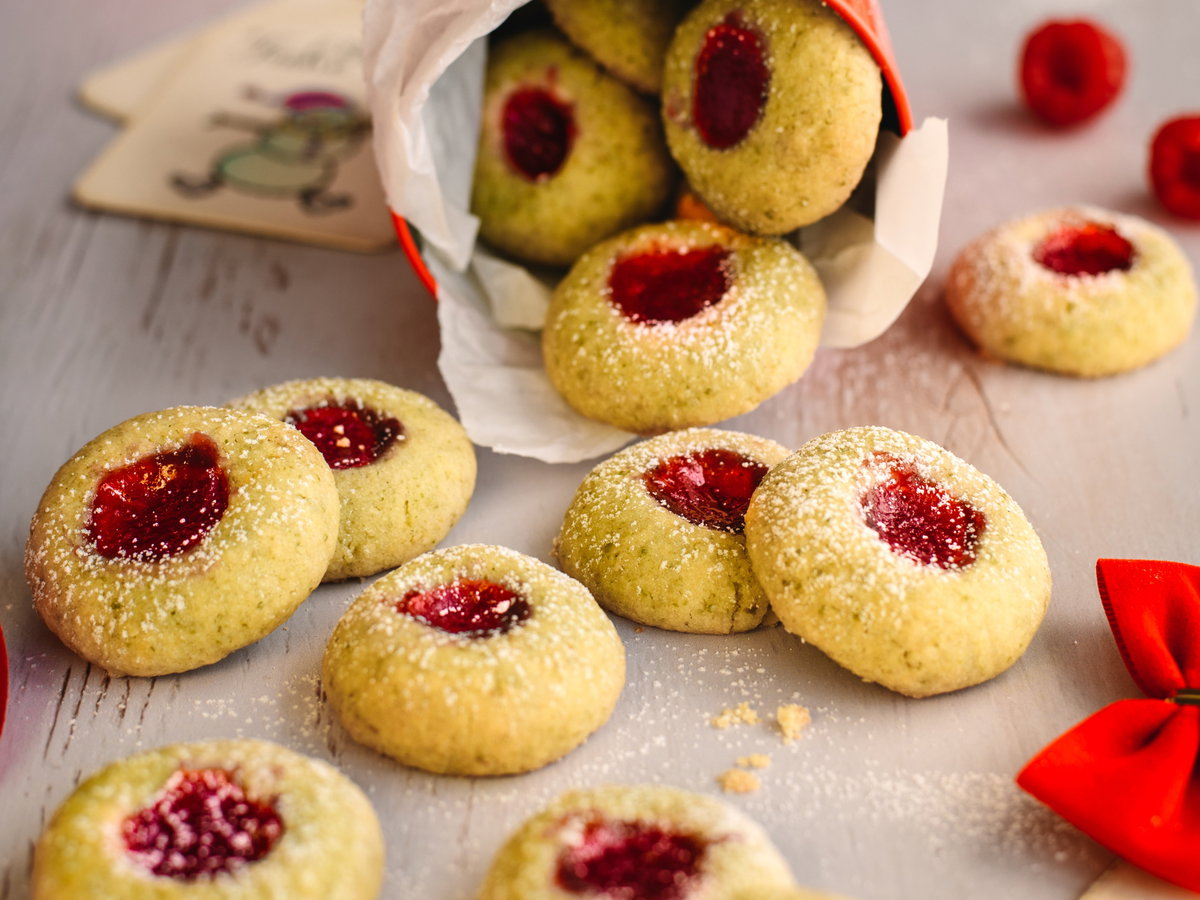 Engelsaugen Plätzchen mit Marmelade