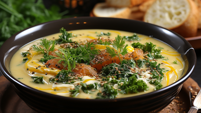 Kartoffelsuppe mit Kurkuma und Lachs: Gesundes Rezept