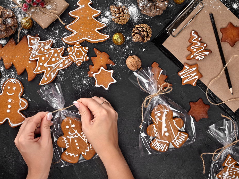 Lebkuchen in festlicher Verpackung.