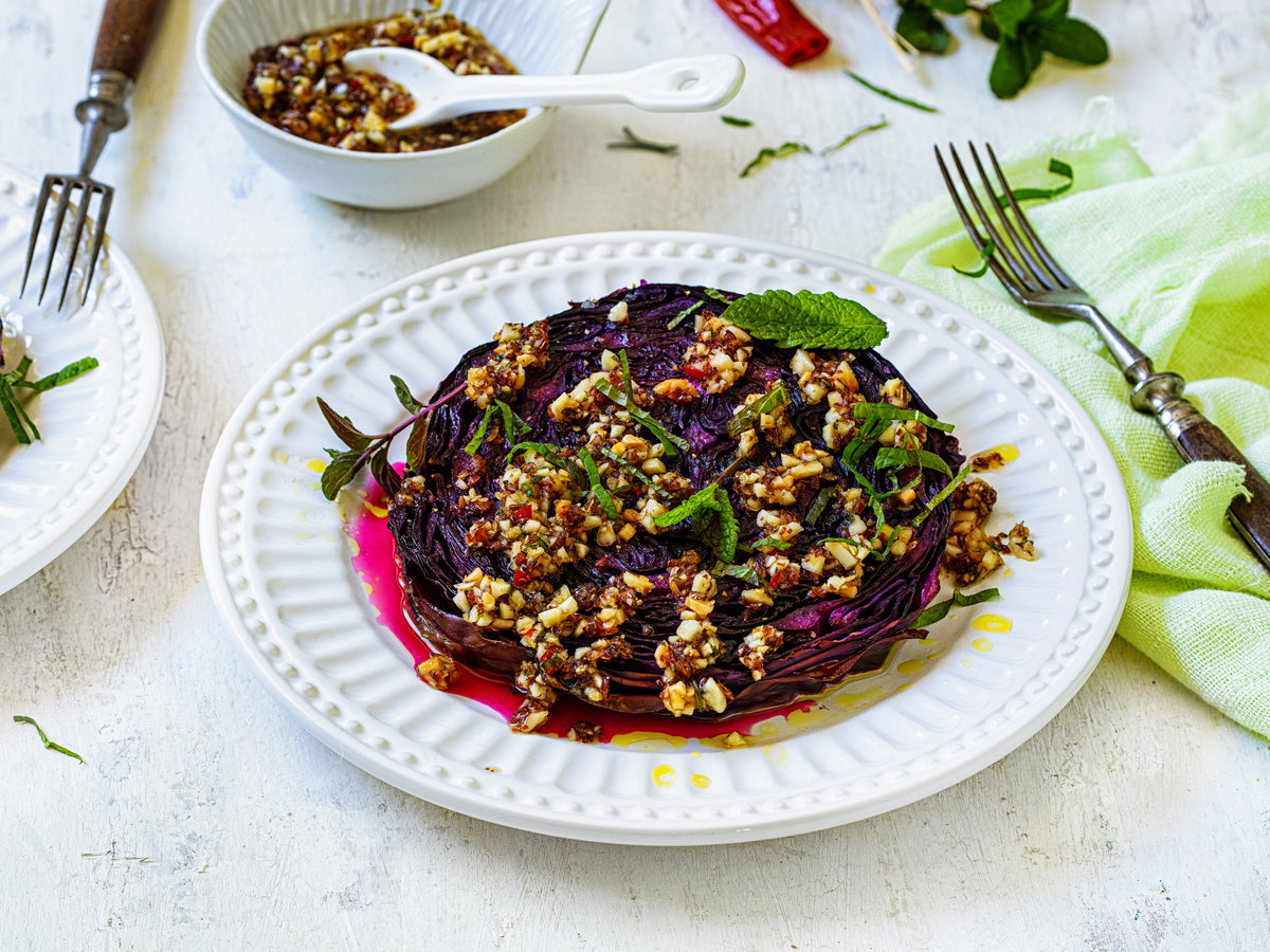Veganes Rotkohlschnitzel
