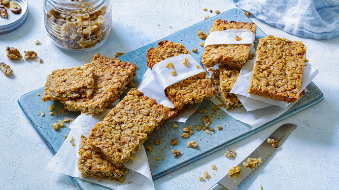 Rezept für feine Müsliriegel mit Banane und Walnüssen