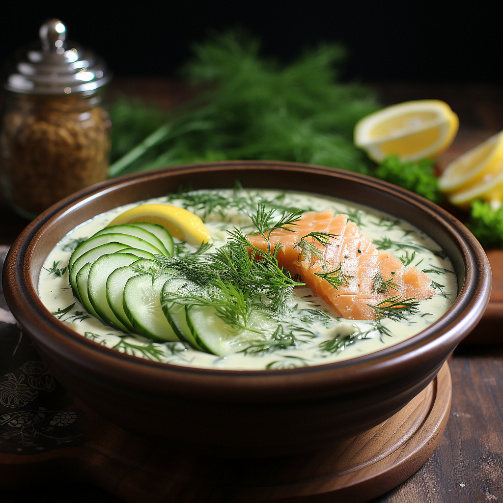Gurkensuppe mit Lachs