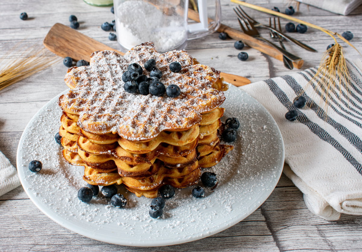 Waffeln ohne Mehl mit Heidelbeeren