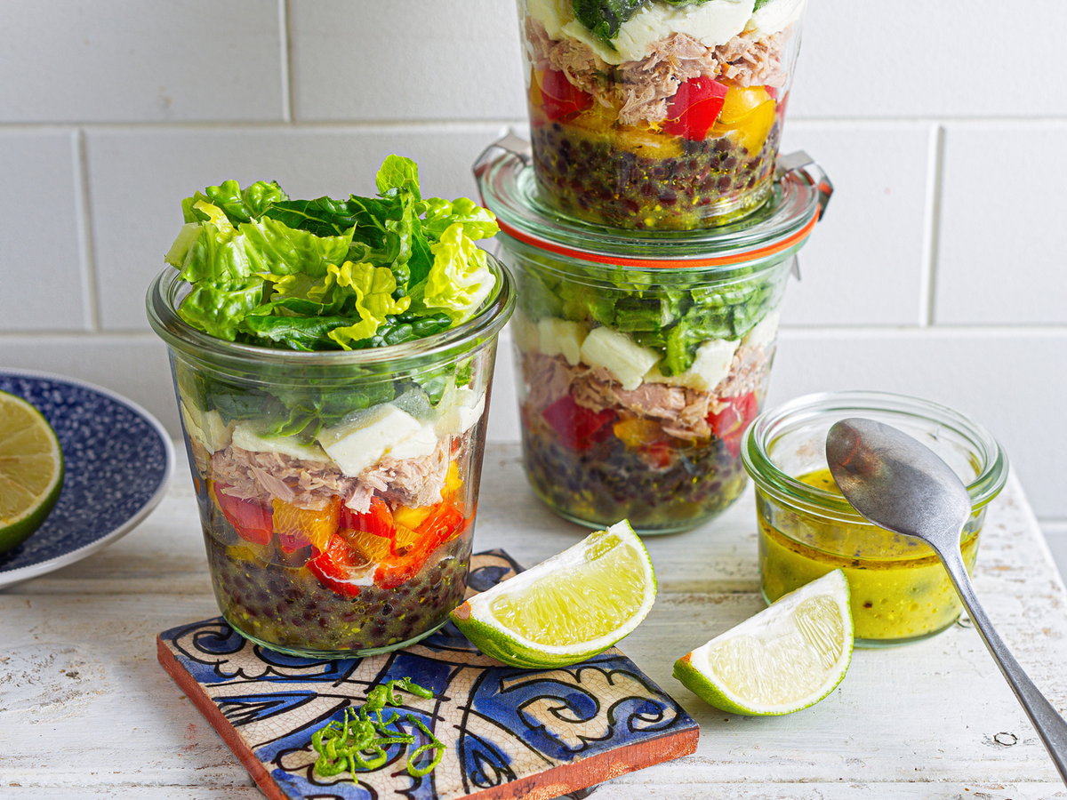 Thunfisch-Linsensalat im Glas