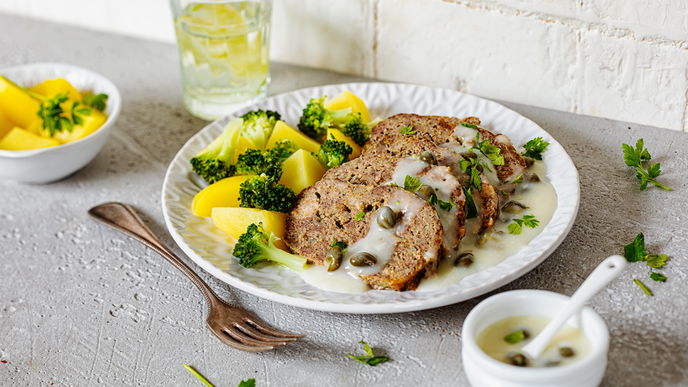 Rezept für Hackbraten mit Kapern und Sardellen