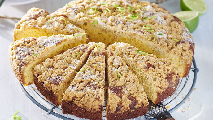 Rezept für frischen Limetten-Streuselkuchen 