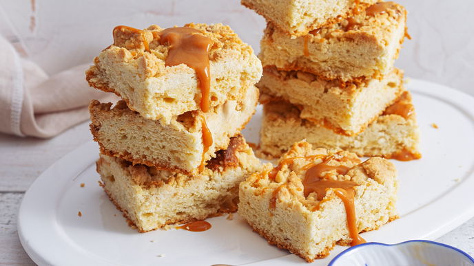 Rezept für Salzkaramell-Streuselkuchen vom Blech