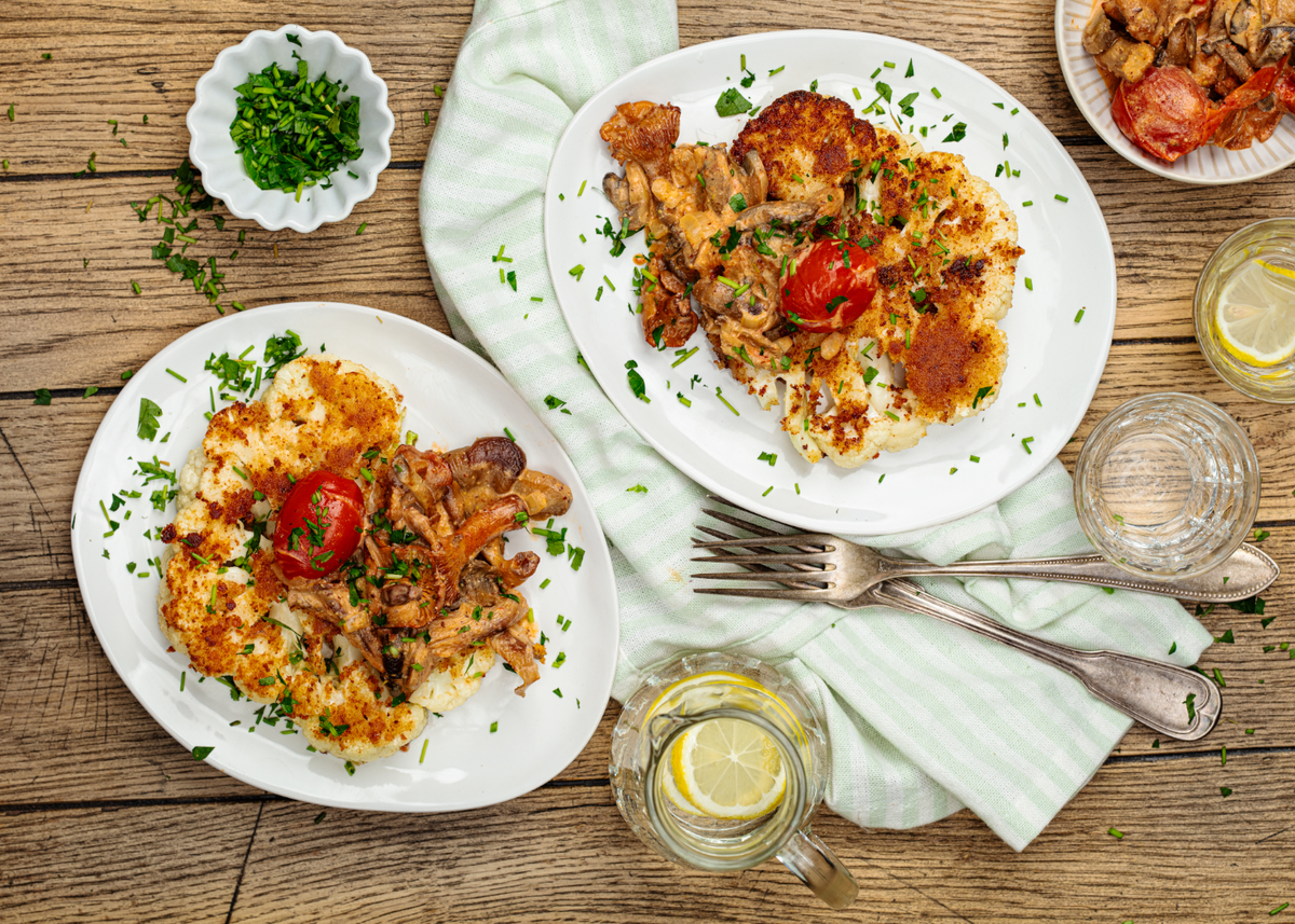 Blumenkohlschnitzel mit Pilzsauce