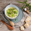 Lauch-Käse-Suppe mit Hackfleisch und Proteinpulver