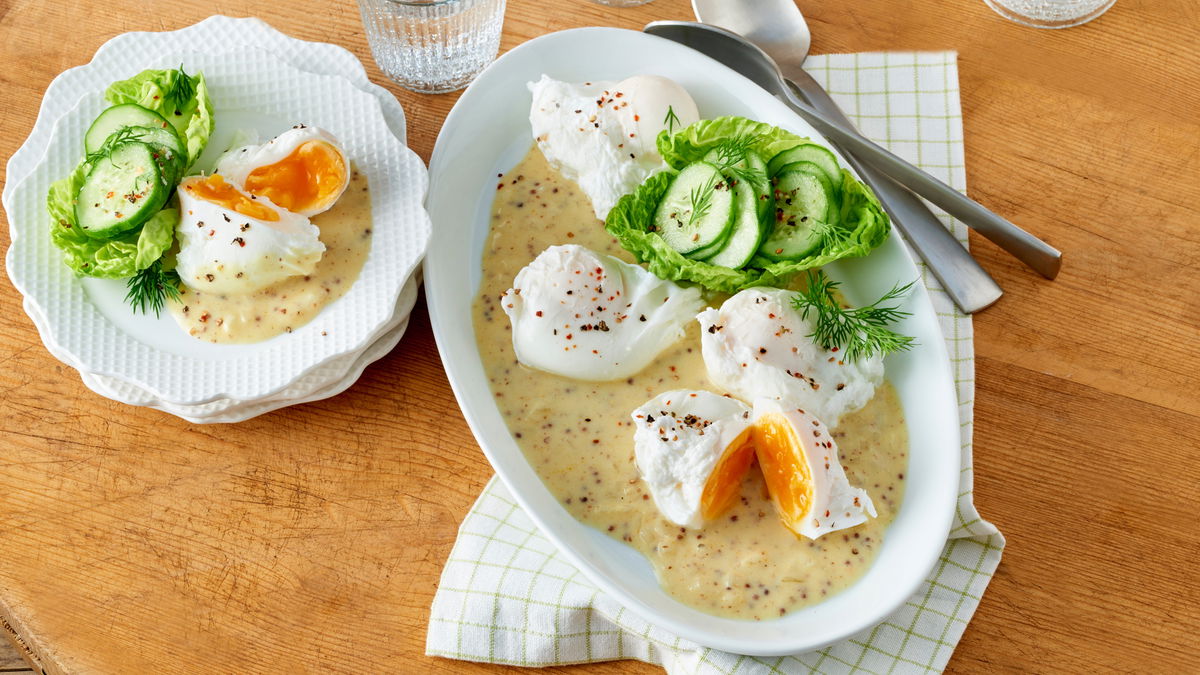 Verlorenes Ei in proteinreicher Senfsauce: Einfaches Rezept