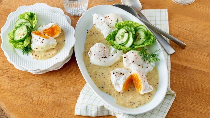 Verlorenes Ei in proteinreicher Senfsauce: Einfaches Rezept