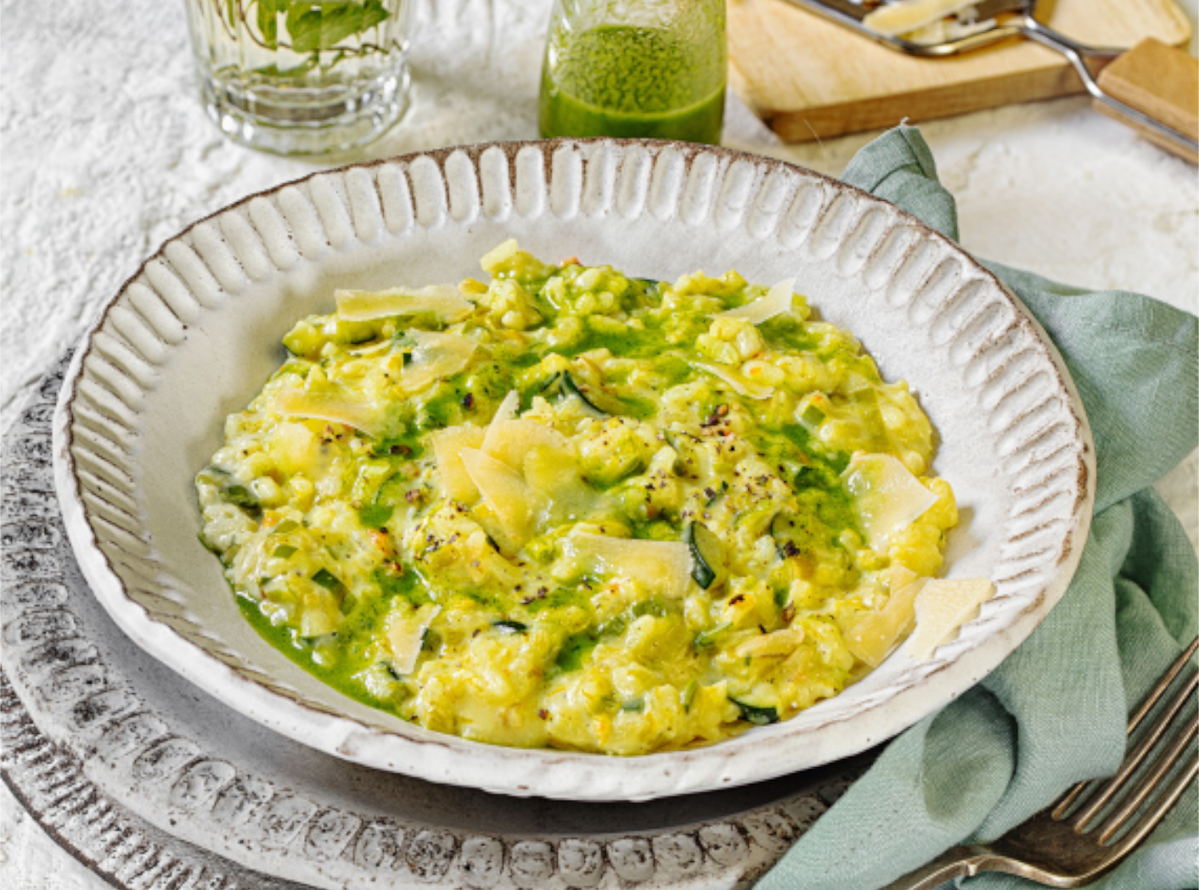 Grünes Gemüse-Risotto