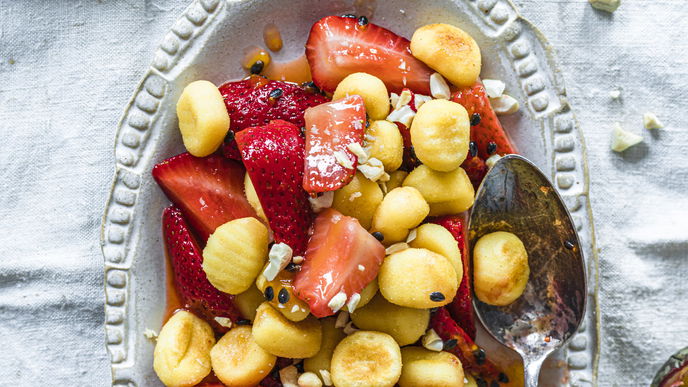 Rezept für Gnocchi mit frischen Erdbeeren