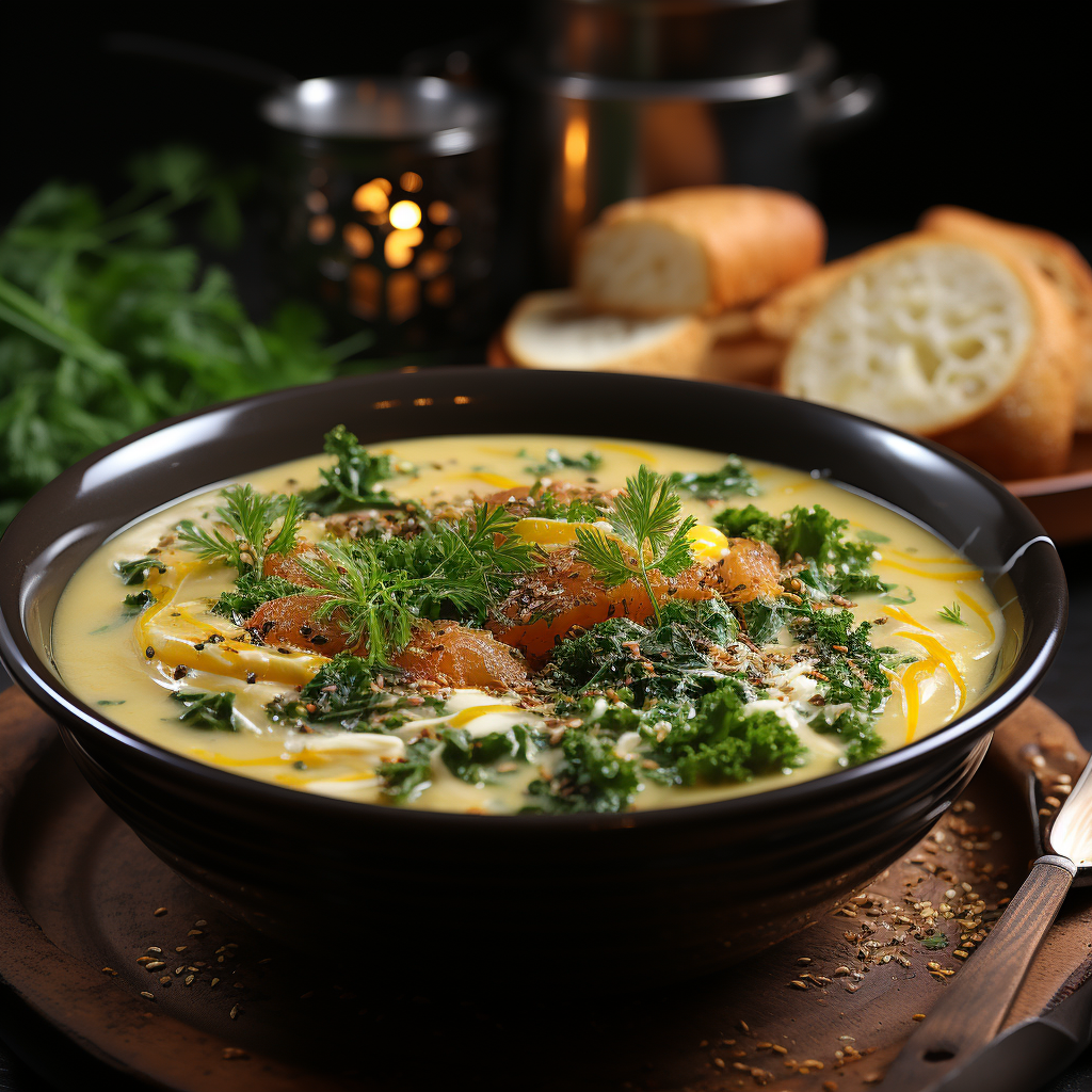 Kartoffelsuppe mit Kurkuma und Lachs