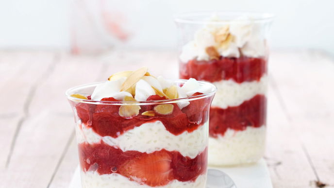 Rezept für Milchreis-Trifle mit Rhabarber
