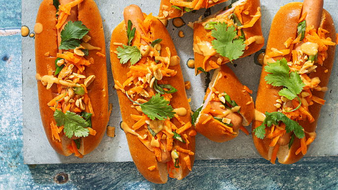 Rezept für asiatische Thai Hot Dogs