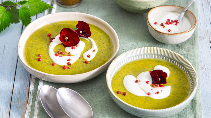 Rezept für Brennnessel-Süßkartoffel-Suppe