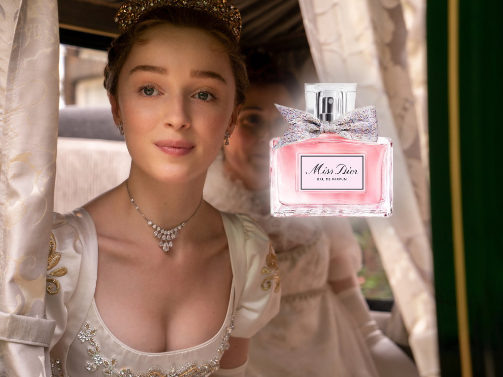Daphne aus Bridgerton mit Miss Dior Parfum