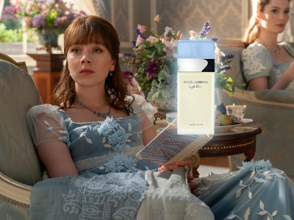 Eloise aus Bridgerton mit dem Light Blue Parfum