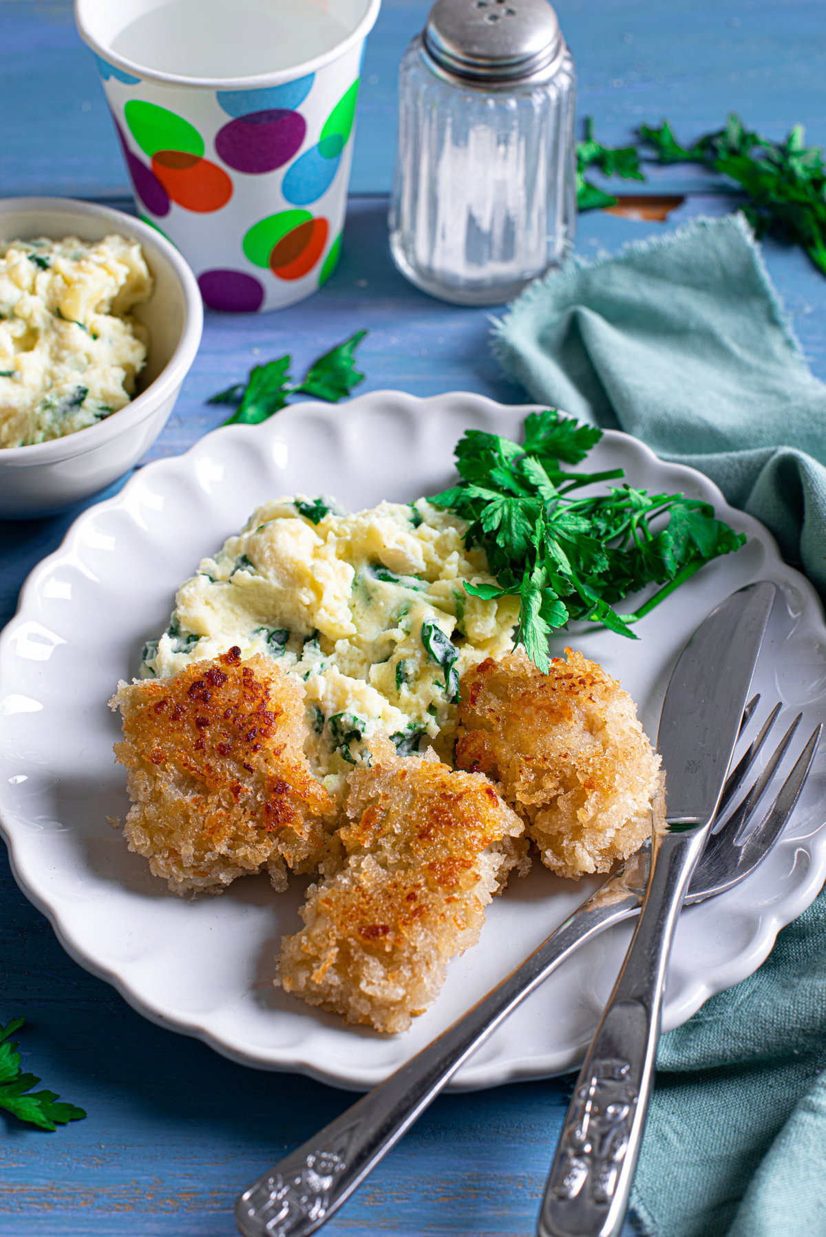 Fischnuggets mit Kartoffelstampf