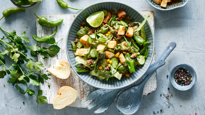 Rezept für einen erfrischend-würzigen Gurken-Hackfleisch-Salat