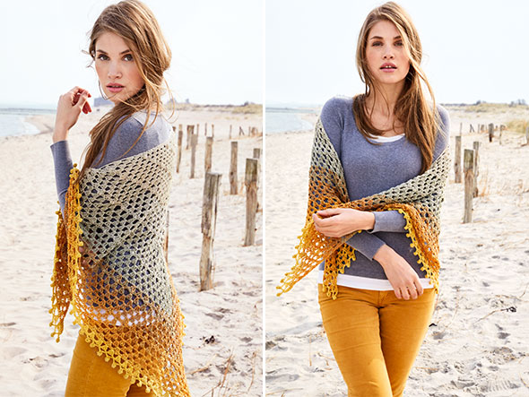 Häkeln im Sommer - Model mit Farbverlauf-Stola