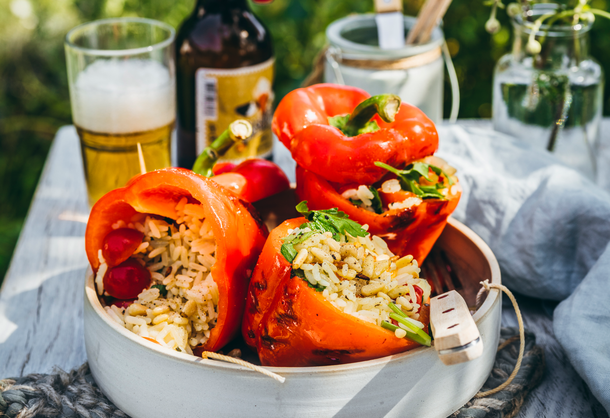 Vegan grillen - gefüllte Paprika vom Grill