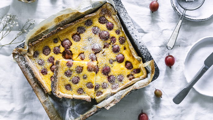 Rezept für Stachelbeer-Schmand-Kuchen vom Blech