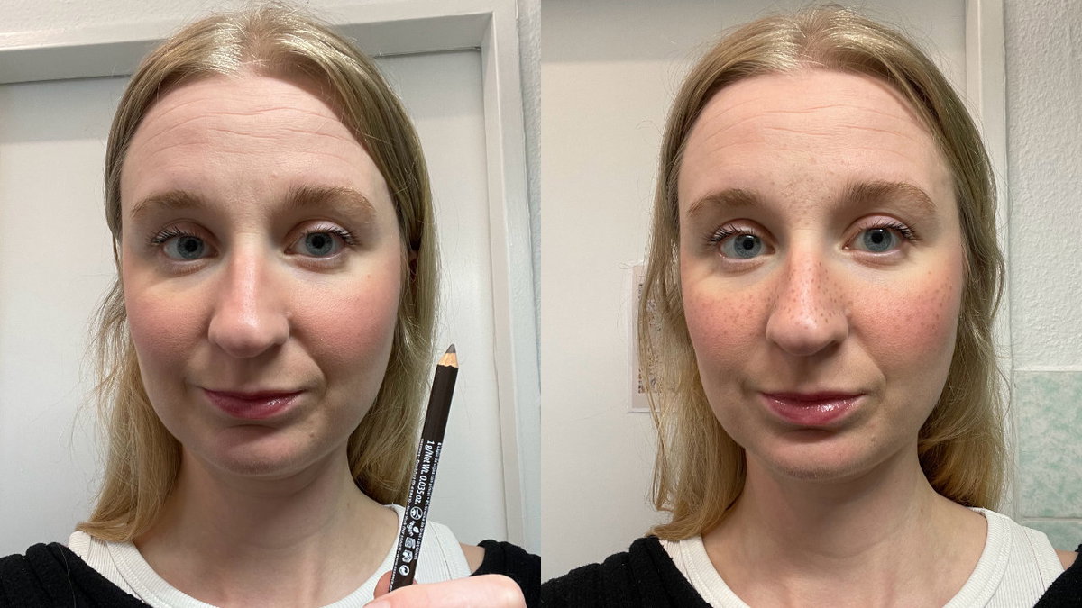 Fake Freckles mit Augenbrauenstift auftragen
