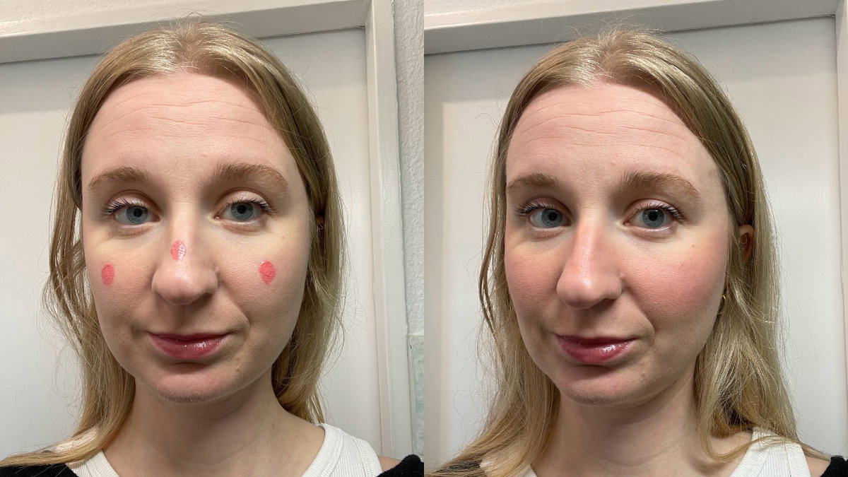 Rouge auftragen für Fake Freckles