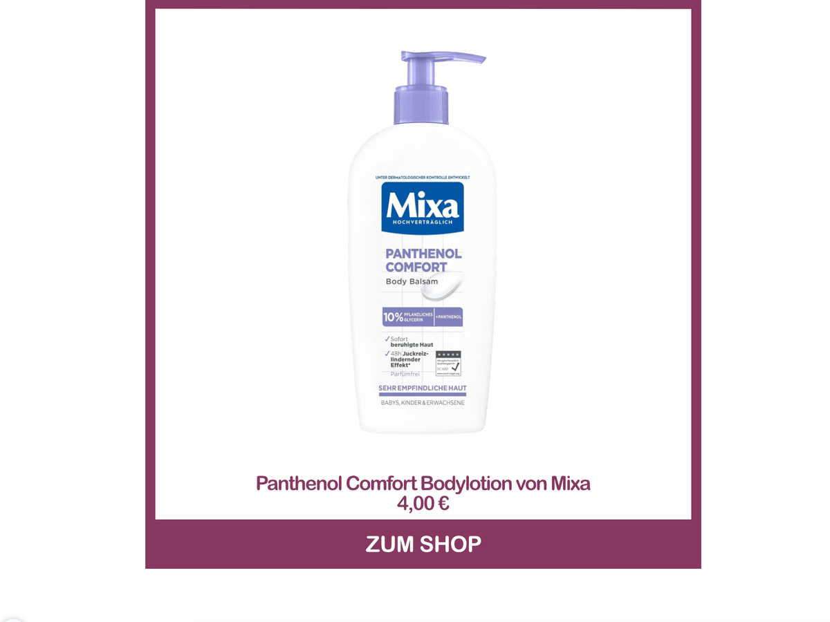 Beste Bodylotion von dm - Panthenol Comfort Bodylotion von Mixa