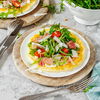 Rezept für gesunde Soja-Pfannkuchen mit Ricottacreme und frischen Tomaten