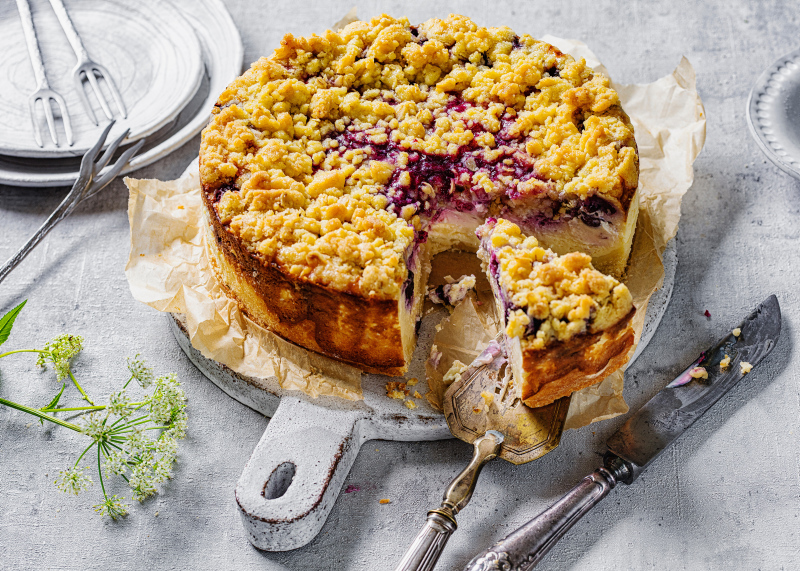 Nachtisch mit Haferflocken - Skyr-Käsekuchen mit Haferflocken und Beeren