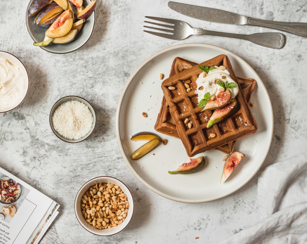 Nachtisch mit Haferflocken - Waffeln mit Haferflocken und Quark