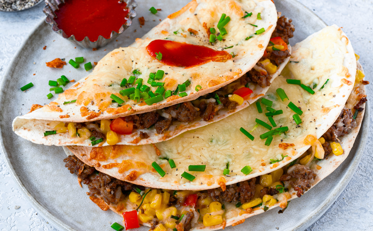 Schnelle Picknick-Idee für überbackene Quesadillas mit Hack